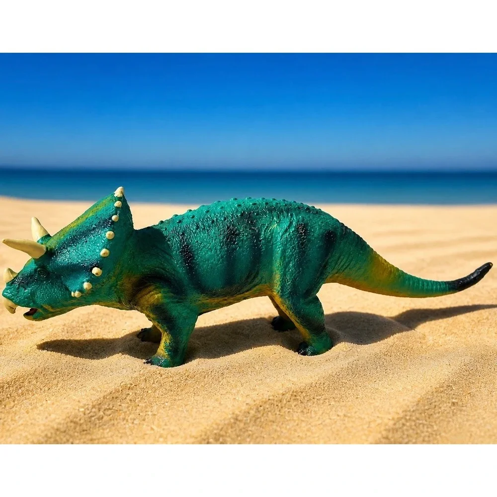 Used Soft Touch Triceratops Dinosaur Figure Teal Orange 22 Inch Squishy Toy